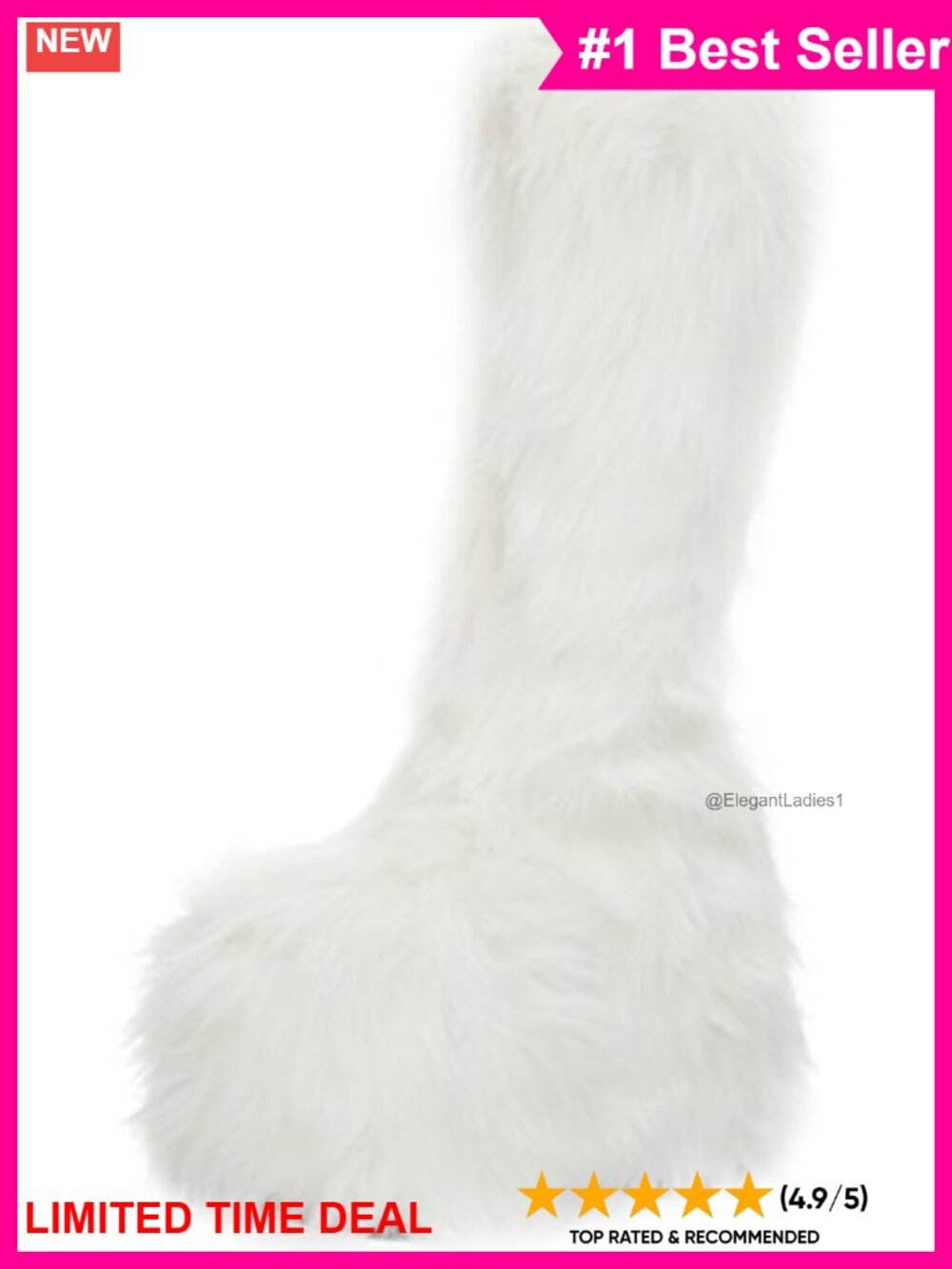 Knee-High Fuzz Fur-Like Rave Wear Boots Square Toe Party Footwear